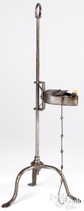 IRON FAT LAMP, 18TH C.Iron fat