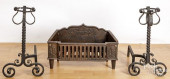 IRON FIRE GRATE AND PAIR OF AN