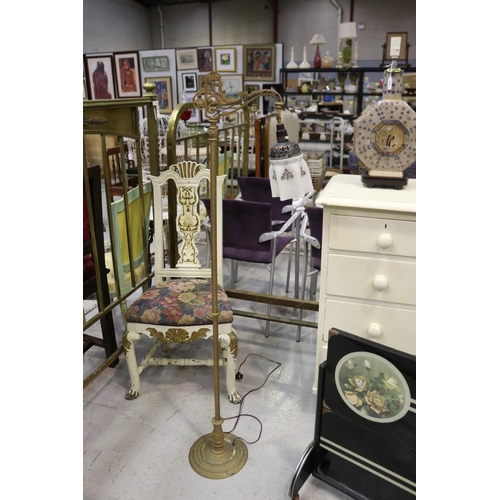 Iron floor lamp with glass shade,
