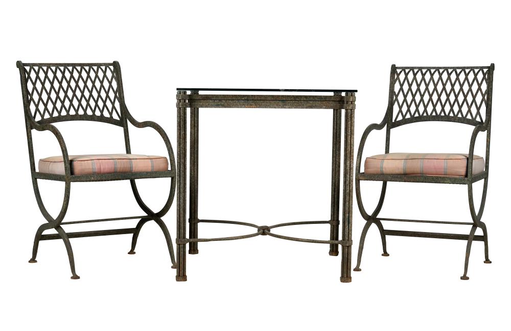 IRON & GLASS PATIO SETcomprising