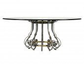 IRON & GLASS ROUND DINING TABL