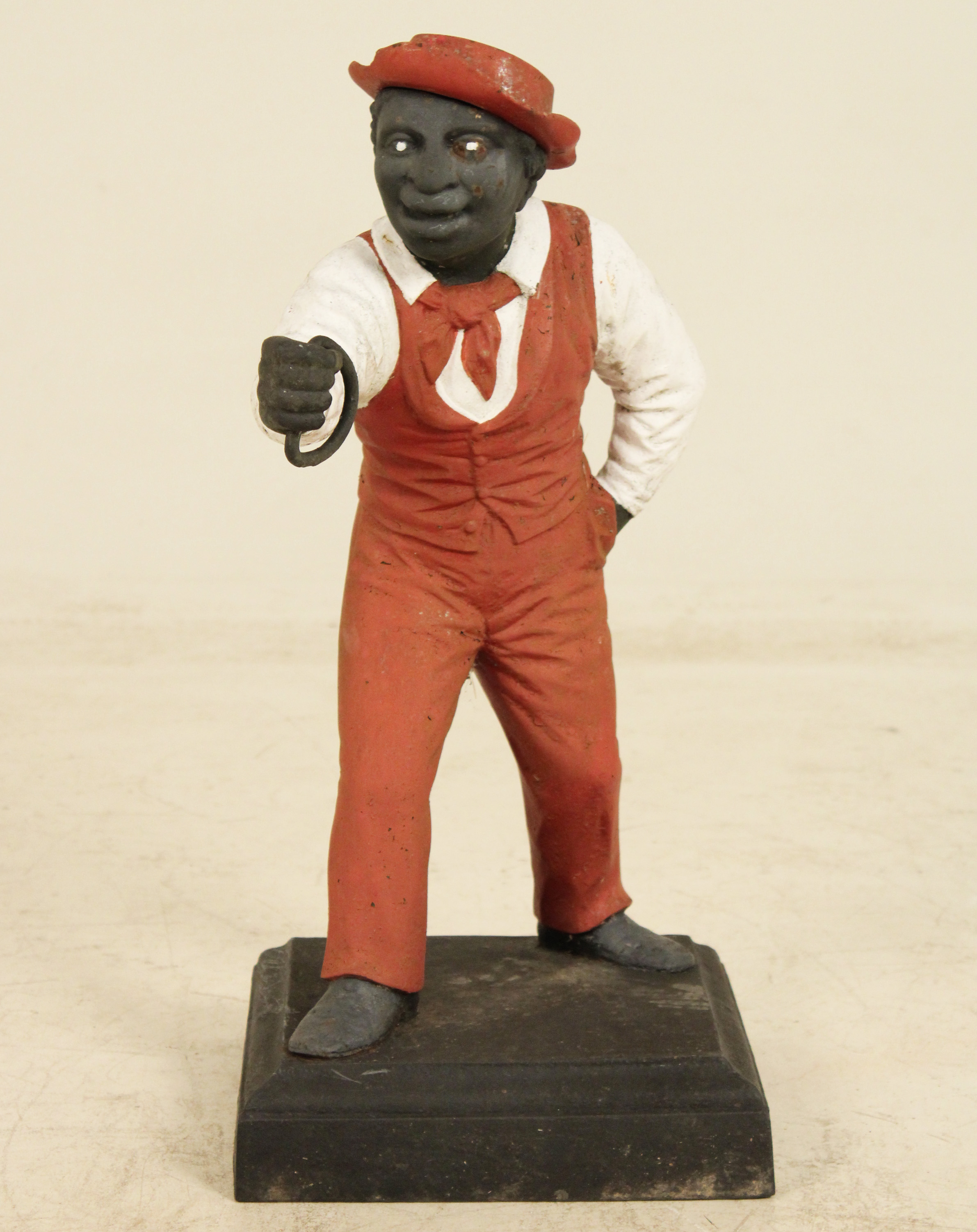 IRON HITCHING POST OF A LAWN JOCKEY