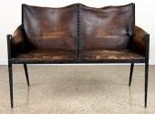 IRON LEATHER SETTEE MANNER OF