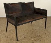 IRON LEATHER SETTEE MANNER OF