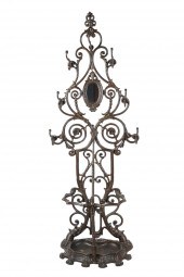IRON MIRRORED BACK HALL TREECo
