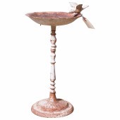Iron painted birdbath, white p