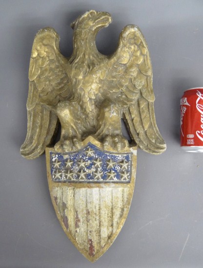Iron painted eagle. Paint worn.
