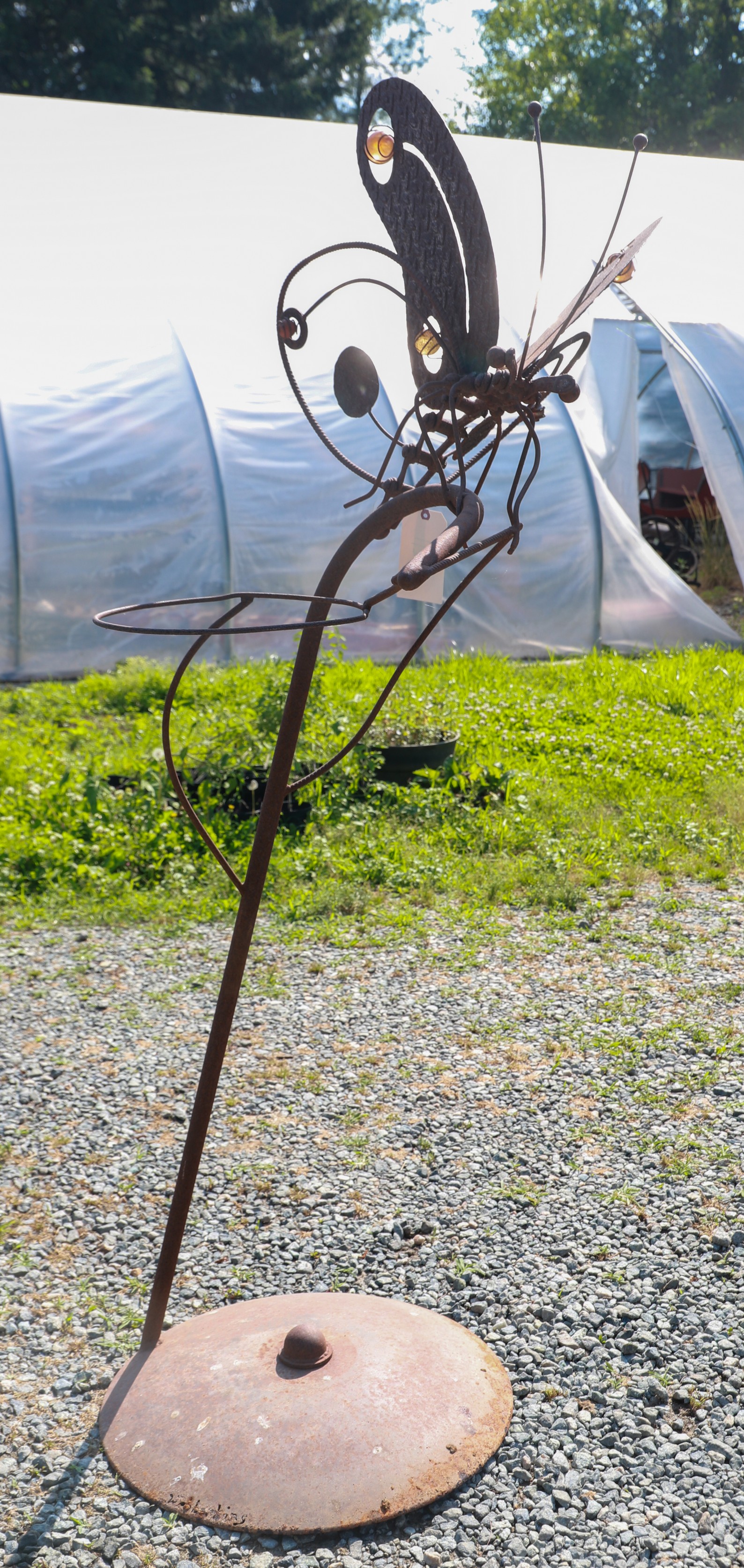 Iron plant holder w/ butterfly with