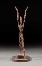 Iron sculpture of walking man