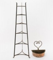 IRON STAND & COPPER PLANTER, C