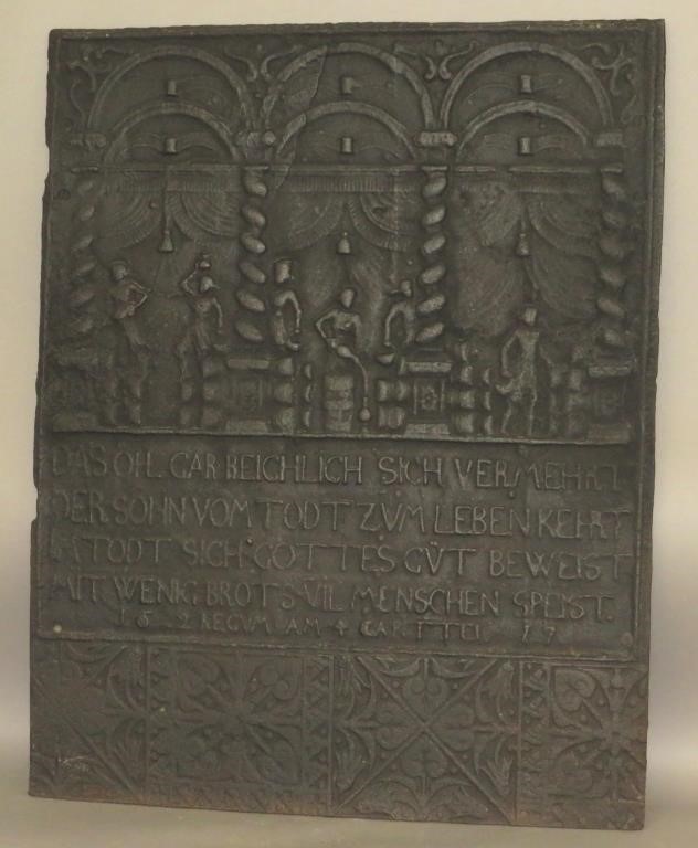 IRON STOVE PLATEca. 1617; with
