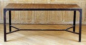 IRON TABLE HAVING PARQUET TOP