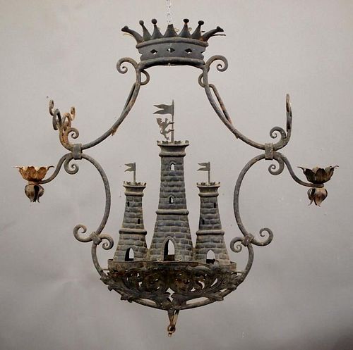 IRON TWO-LIGHT CHANDELIERAn antique