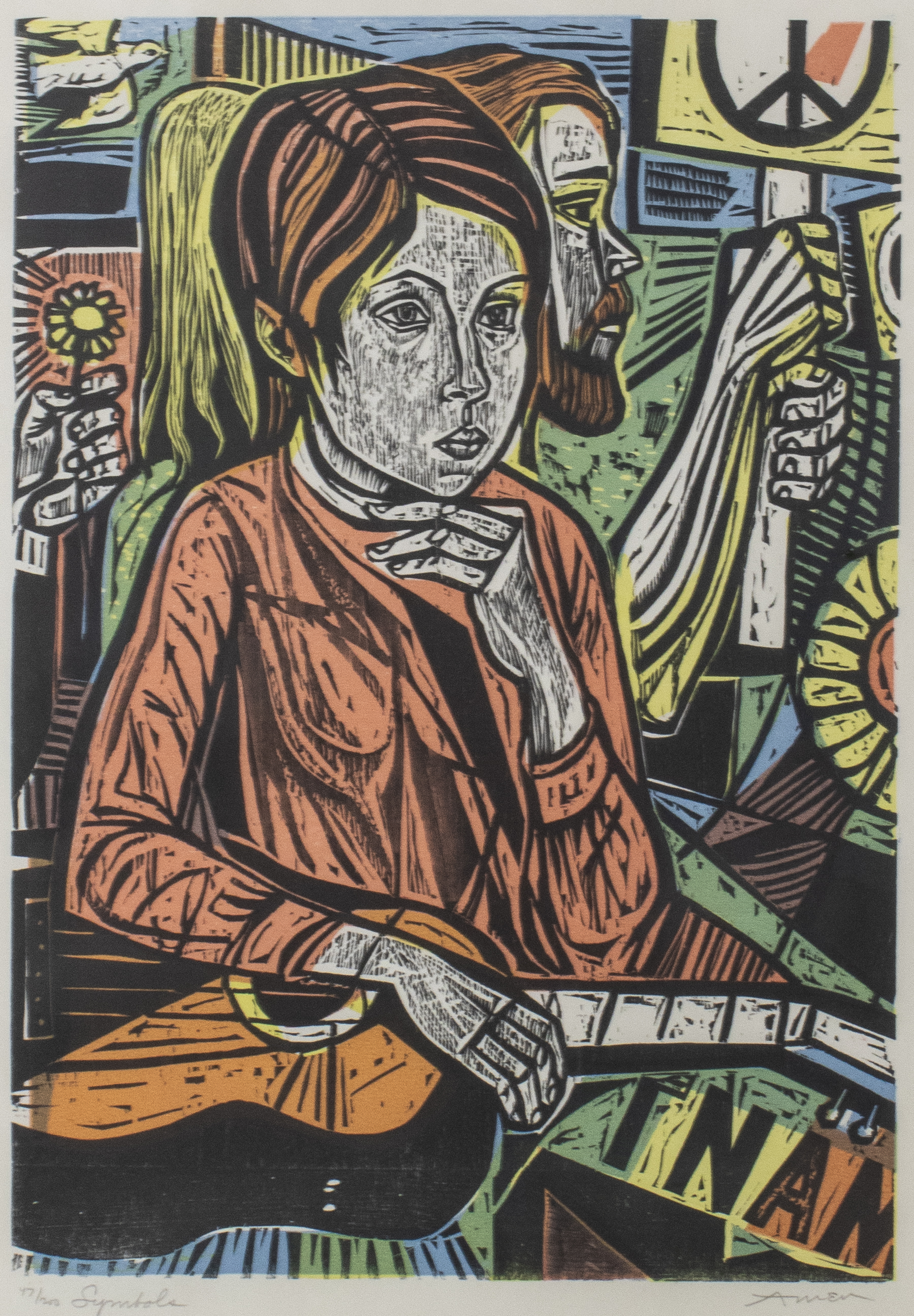 IRVING AMEN "SYMBOLS" WOODCUT IN