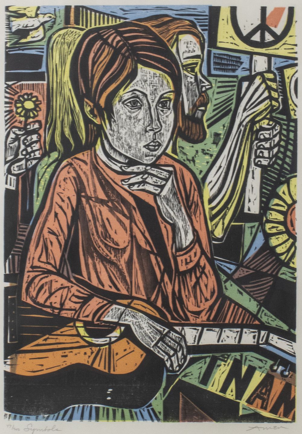 IRVING AMEN "SYMBOLS" WOODCUT IN