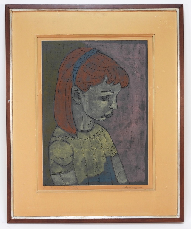 IRVING AMEN YOUNG GIRL WOODBLOCK
