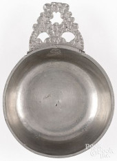 ISAAC LEWIS, PEWTER PORRINGER