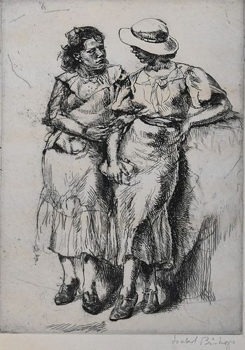 ISABEL BISHOP ETCHING "NOON HOUR"
