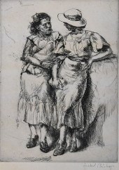 ISABEL BISHOP ETCHING "NOON HO