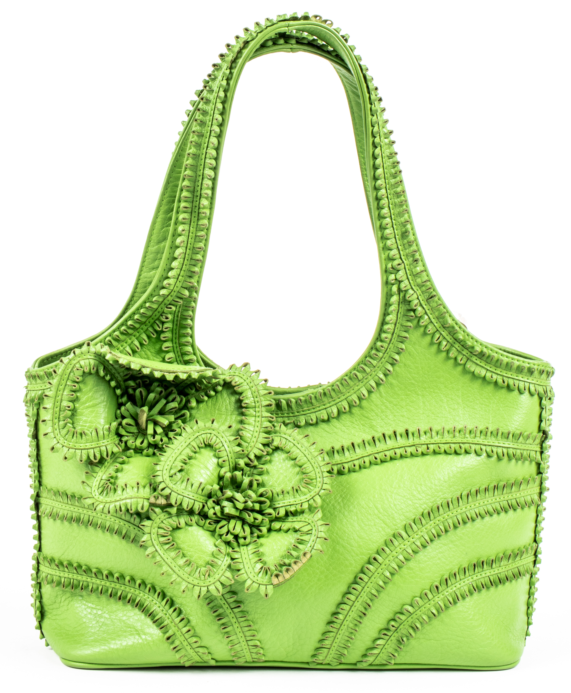 ISABELLA FIORE GREEN LEATHER FLORAL