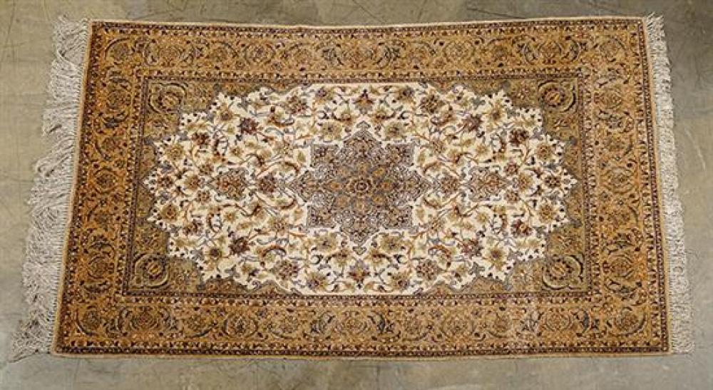 ISPHAHAN SILK RUG CIRCA 1950 5 FT 9