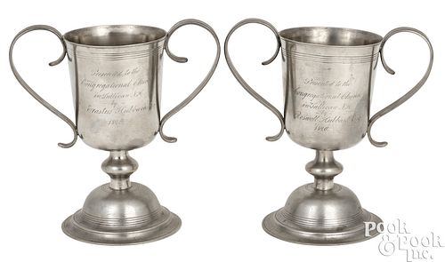 ISRAEL TRASK PAIR OF PEWTER