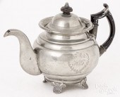 ISRAEL TRASK PEWTER TEAPOT, C.