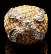 Italian 18K yellow gold and di