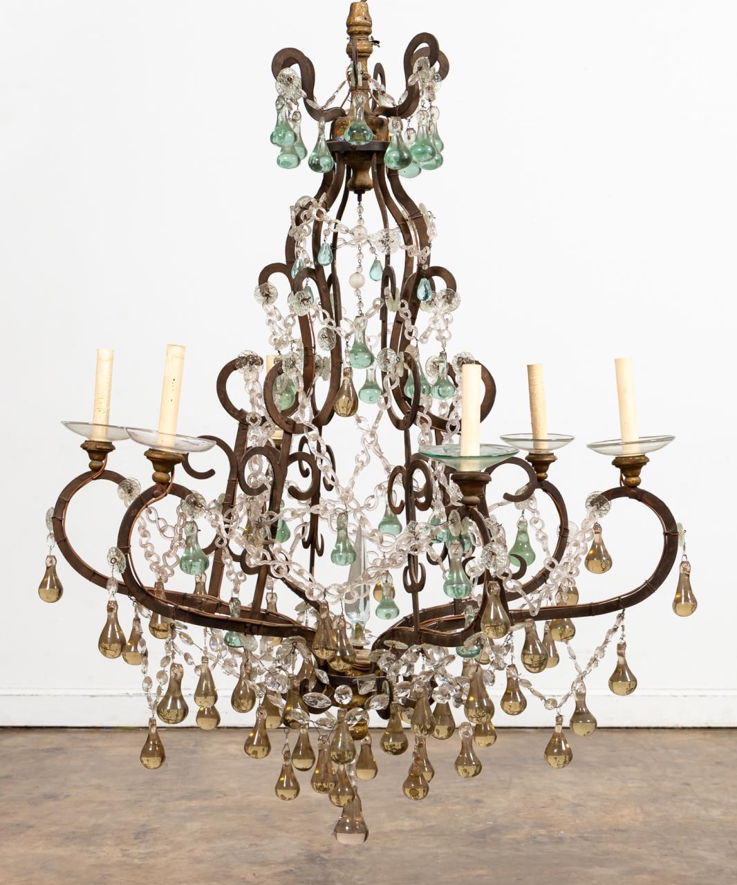 ITALIAN 6 ARM IRON CHANDELIER,