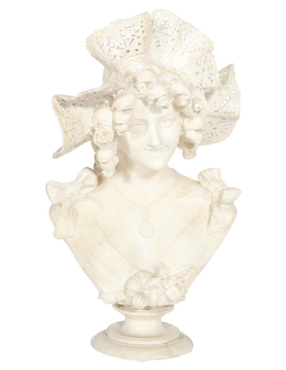 ITALIAN ALABASTER BUST OF A SMILING