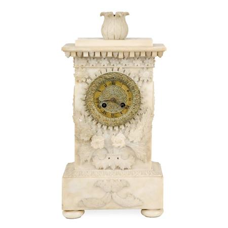 Italian Alabaster Mantel Clock 	 