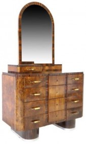 ITALIAN ART DECO BURLWOOD MIRR