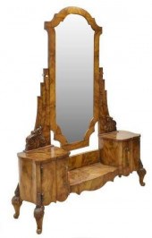 ITALIAN ART DECO BURLWOOD MIRR
