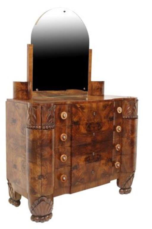 ITALIAN ART DECO FIGURED WALNUT