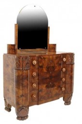 ITALIAN ART DECO FIGURED WALNU