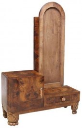 ITALIAN ART DECO FIGURED WALNU