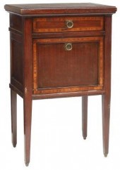 ITALIAN BANDED MAHOGANY BEDSID