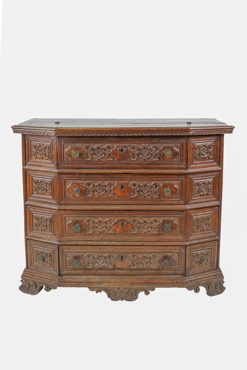 ITALIAN BAROQUE CARVED WALNUT CHEST