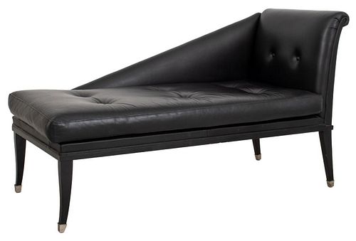 ITALIAN BLACK LEATHER UPHOLSTERED