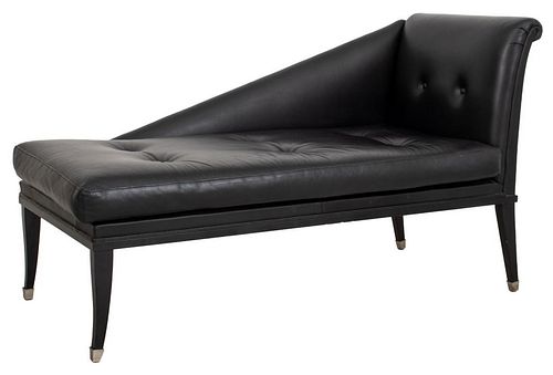 ITALIAN BLACK LEATHER UPHOLSTERED