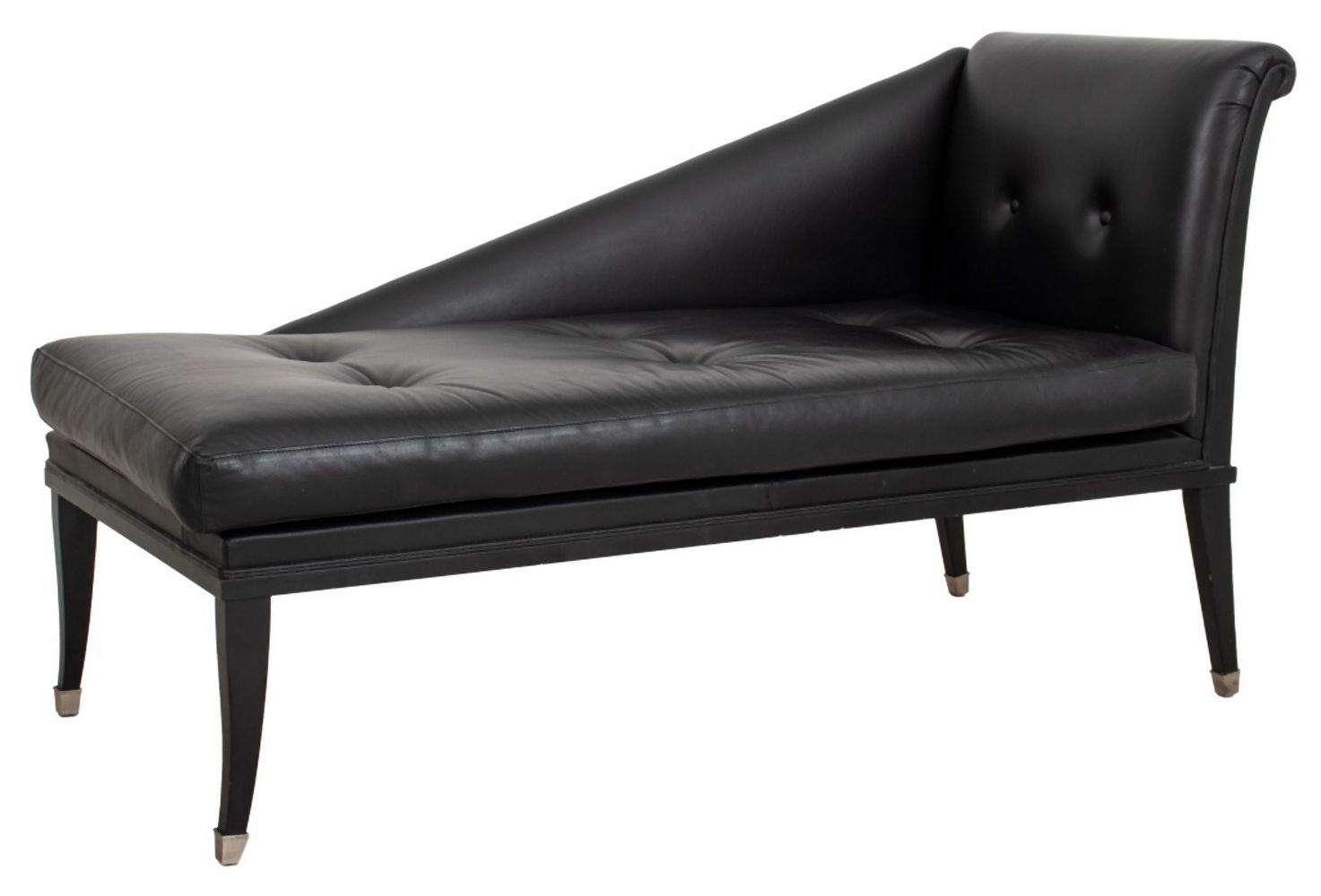 ITALIAN BLACK LEATHER UPHOLSTERED