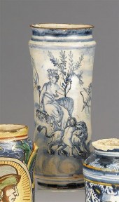 Italian blue and white maiolic