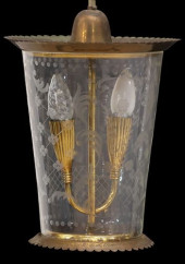 ITALIAN BRASS &AMP; ETCHED GLA