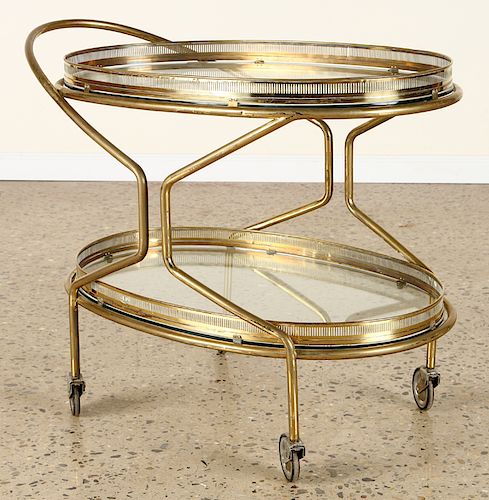 ITALIAN BRASS BAR CART GLASS
