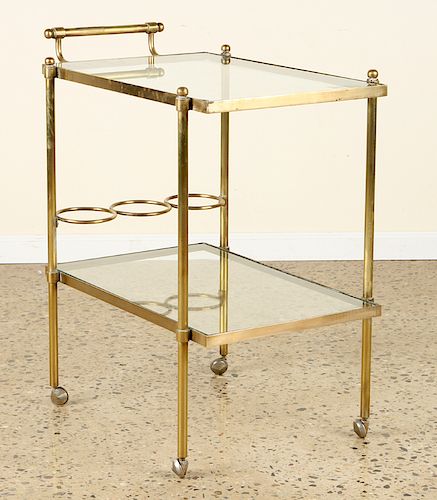 ITALIAN BRASS GLASS 2 TIERED BAR