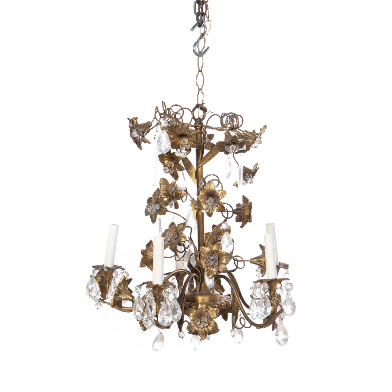 ITALIAN BRASS LILY & CRYSTAL