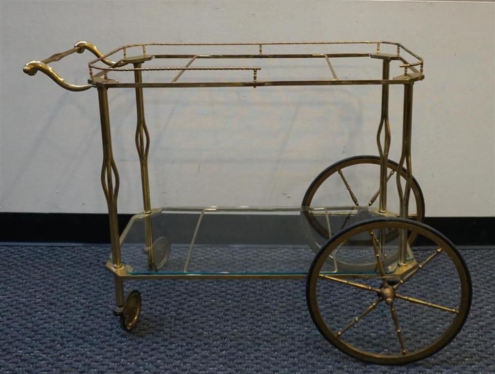 ITALIAN BRASS TEA CART (GLASS