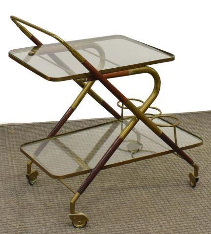 ITALIAN BRASS & WOOD TWO-TIER