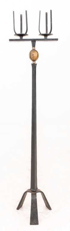 ITALIAN BRONZE AND IRON TWO-LIGHT