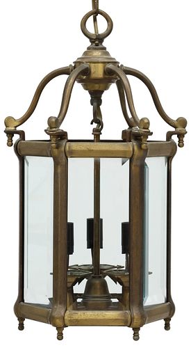 ITALIAN BRONZE HEXAGONAL 3-LIGHT